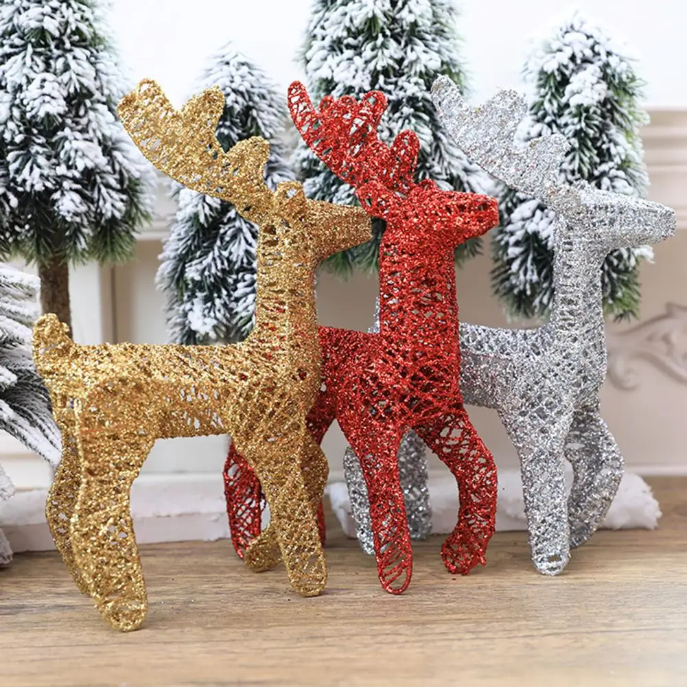 Christmas Reindeer Ornament Iron Wire Deer Decorations Outdoor Yard Standing Fawn Statues for Festive Holiday Decor Photography