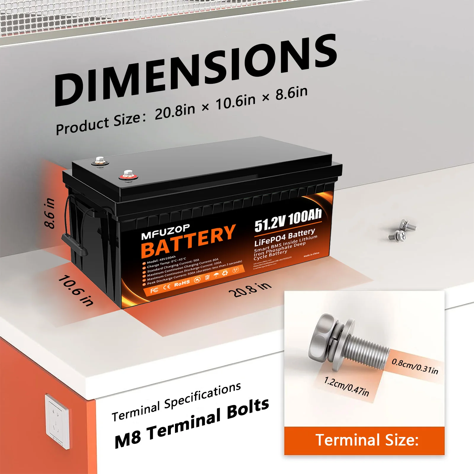 DATOUBOSS 48V100A 5120Wh LiFePO4 Bateria Suporte 4P4S BMS Proteção 8000 Ciclos para Off-Grid RV Solar