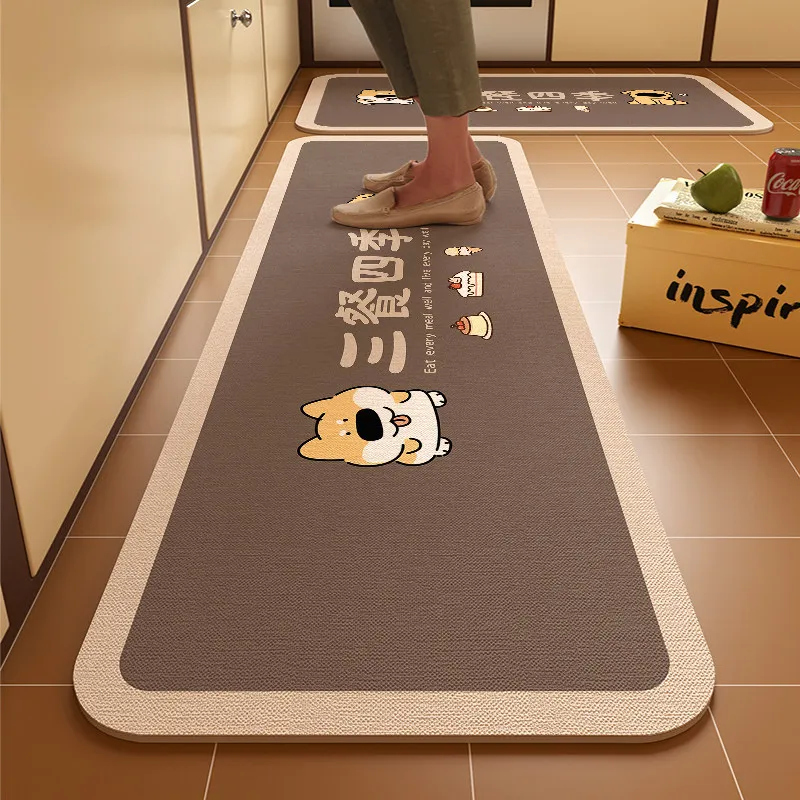 VIKAMA Kitchen Corridor Rug Water Absorbent And Dirt-Resistant Restaurant Laundry Room Easy To Clean  Mat Home Decor Accessory