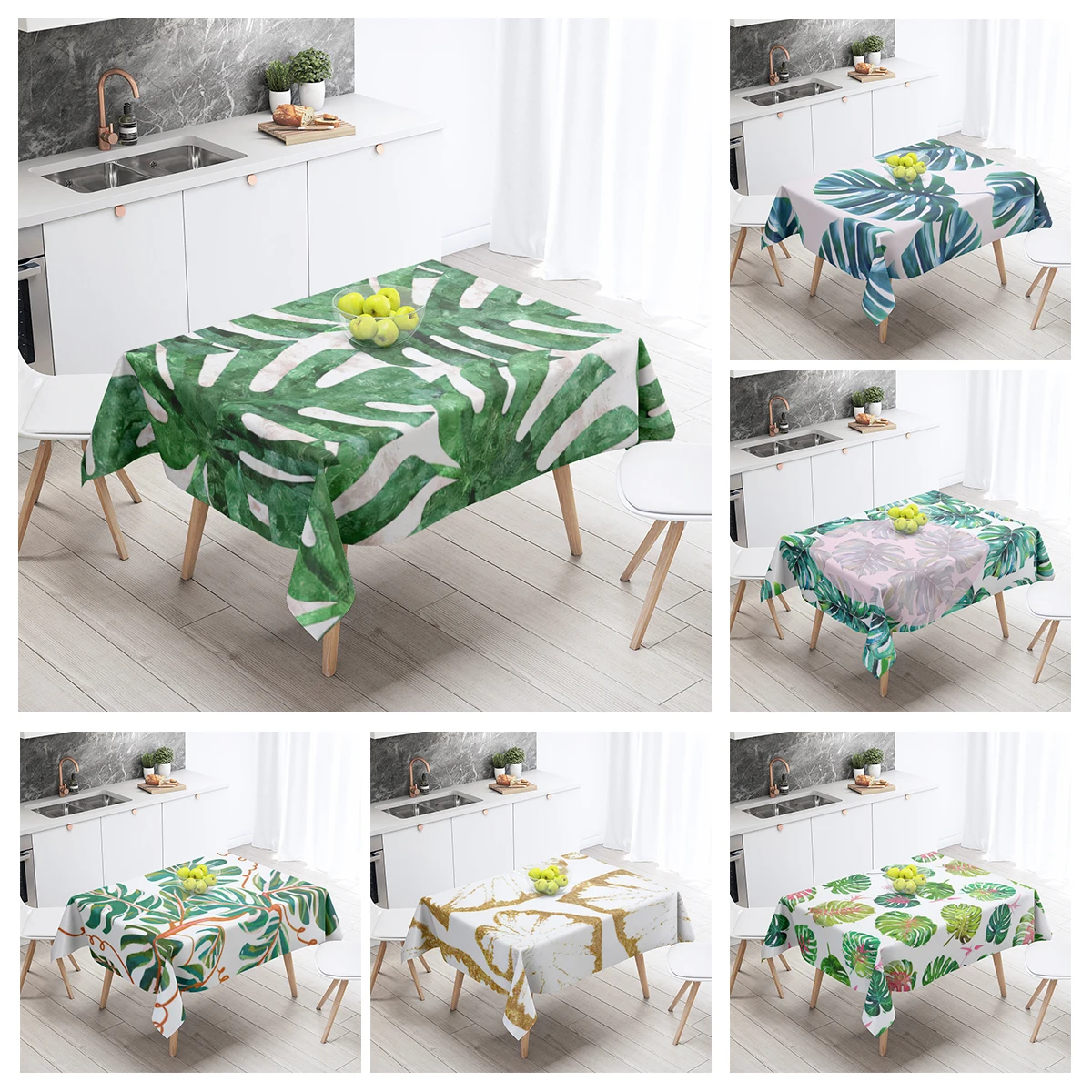 Home tablecloths for dining decoration and rectangular table accessories waterproof cloth Anti-stain restaurant abstract plant