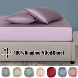 3Pcs Set 100% Bamboo Fitted Sheet and Pillowcase Adjustable Mattress Covers With Elastic Bands Luxury Bed Sheet Sets Bedding