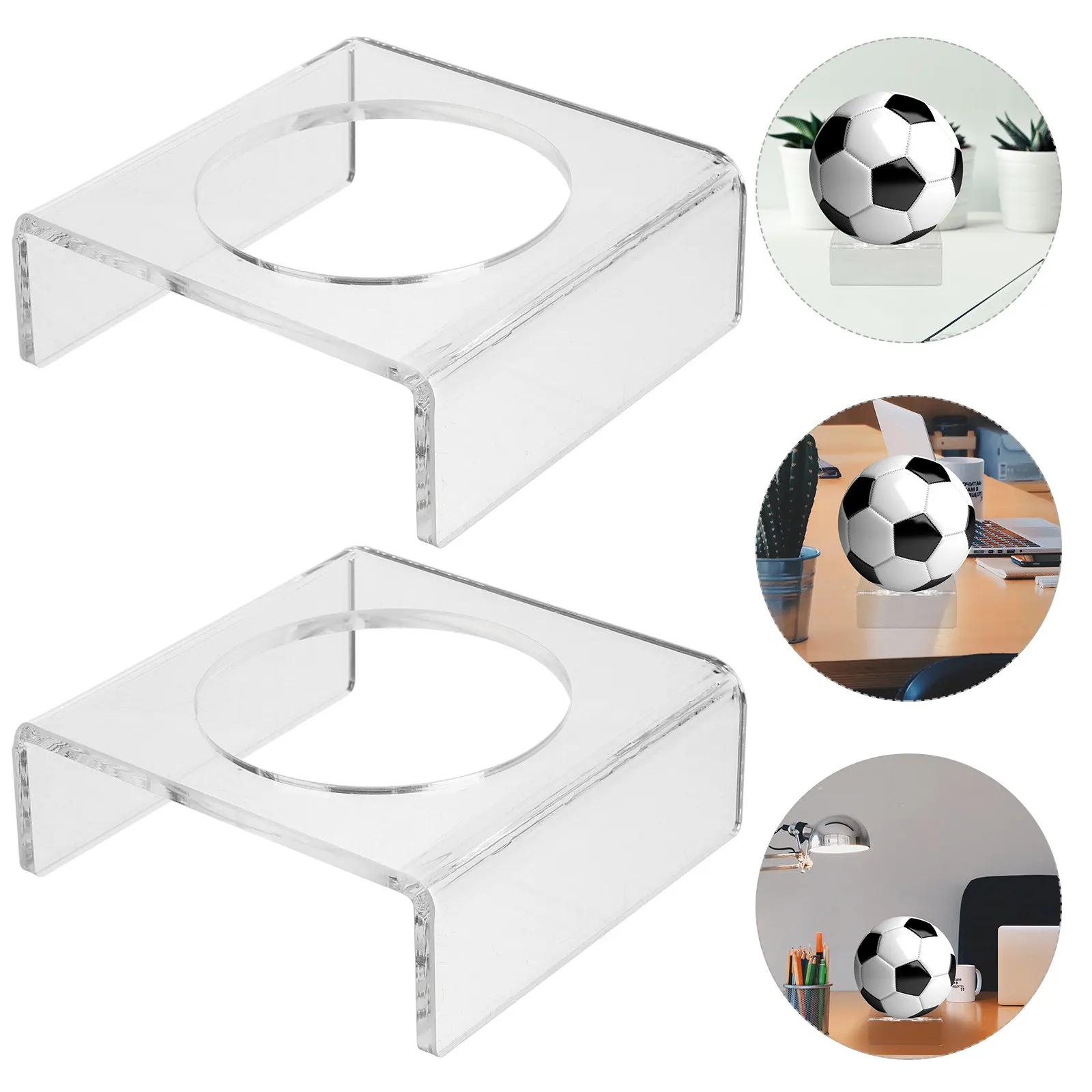 2Pcs Acrylic Soccer Display Stands Clear Ball Holders Basketball Football Sports Show Racks Exercise Ball Stands