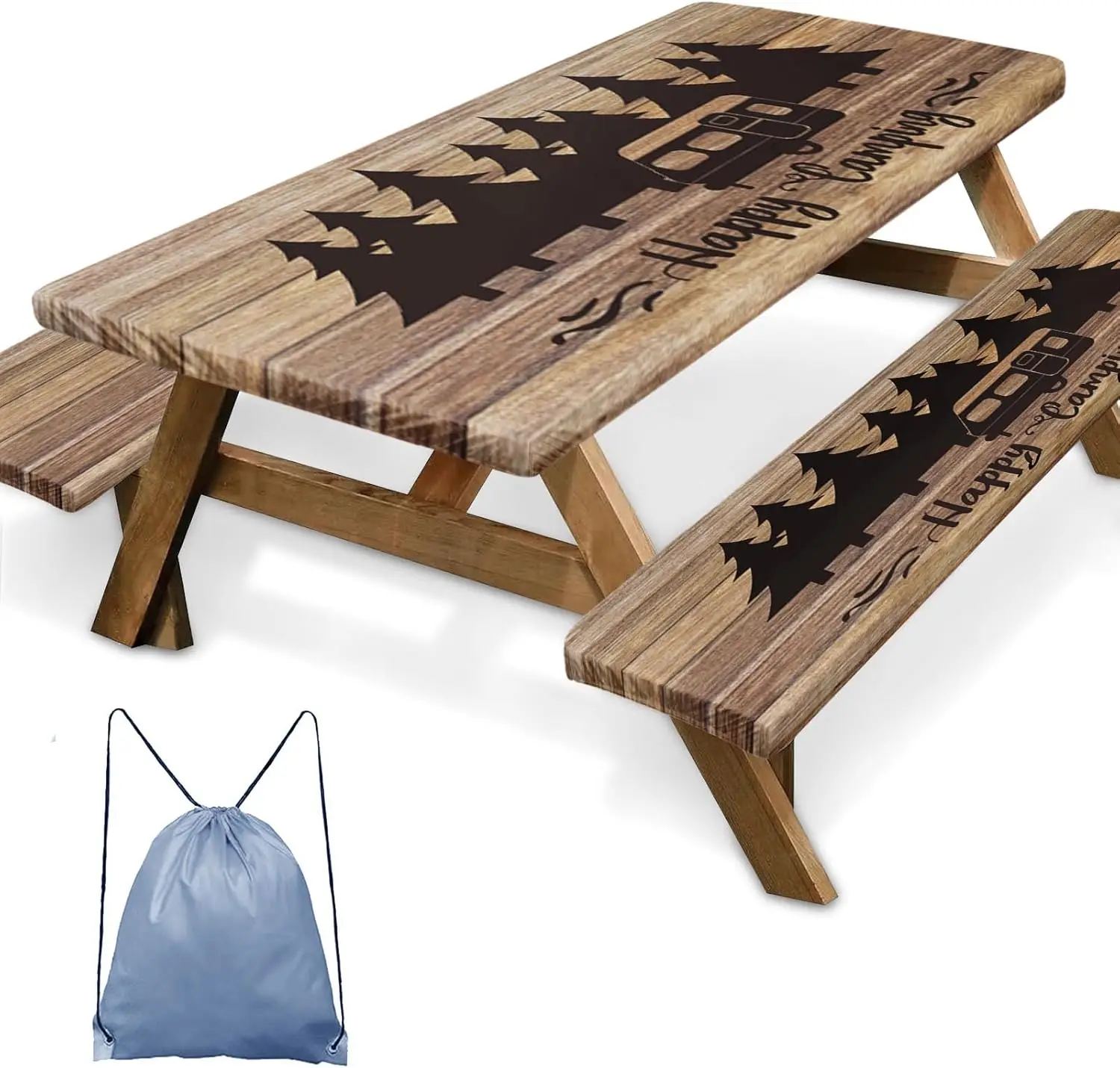 

Waterproof Picnic Table Cover Set with Elastic Edges, Fitted for Outdoor Camping and Patio Use, Includes Drawstring Bag