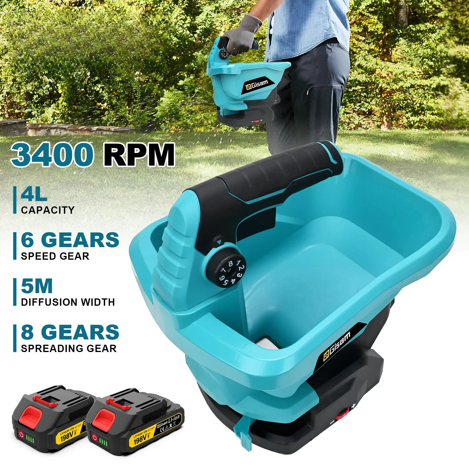 Electric Fertilizer Spreader Sowing Machine Agricultural Grass Seed Vegetable Garden Seeder Tool For makita 18v Battery pins