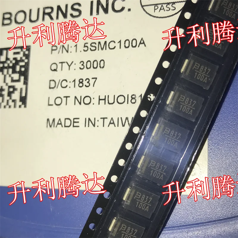 100% Original New  10PCS/LOT  100A 1.5SMC100A  137V clip 11.1A Ipp TVS - diode surface mount type DO-214AB (SMC)