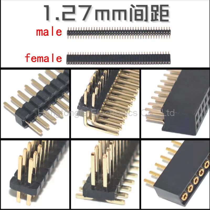 5 Stuks 1.27Mm 1X40P 2*50P Enkele Rij Mannelijke Dubbele Rij Vrouwelijke Connector Pinheader Ronde Pin
