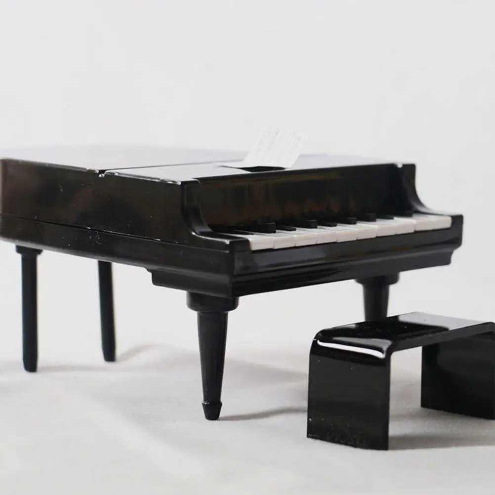 

2Sets High Detail Miniature Piano for Mini House Interior Decoration Sturdy PP Material Charming Realistic Mini Furniture