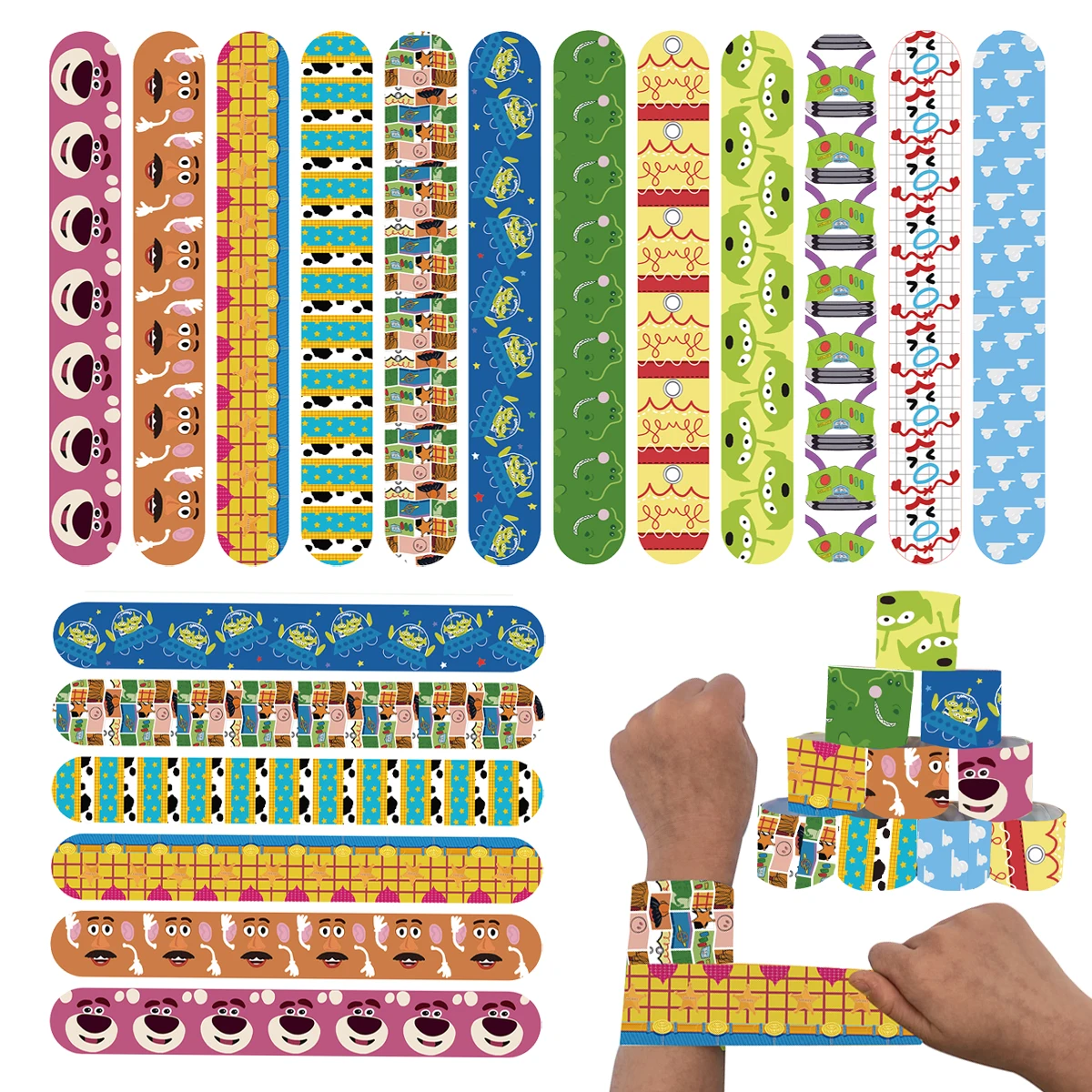 

12/24/36pcs Toy Story Slap Bracelets Party Favors Gifts Snap Band Party Supplies Children's Birthday Souvenirs Decoration Wristb