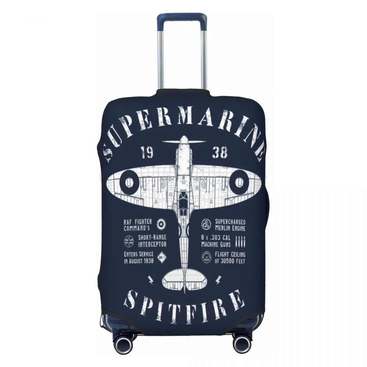 

Supermarine Spitfire Luggage Cover Elastic Fighter Plane Pilot Aircraft Travel Suitcase Protective Covers Fits 18-32 Inch