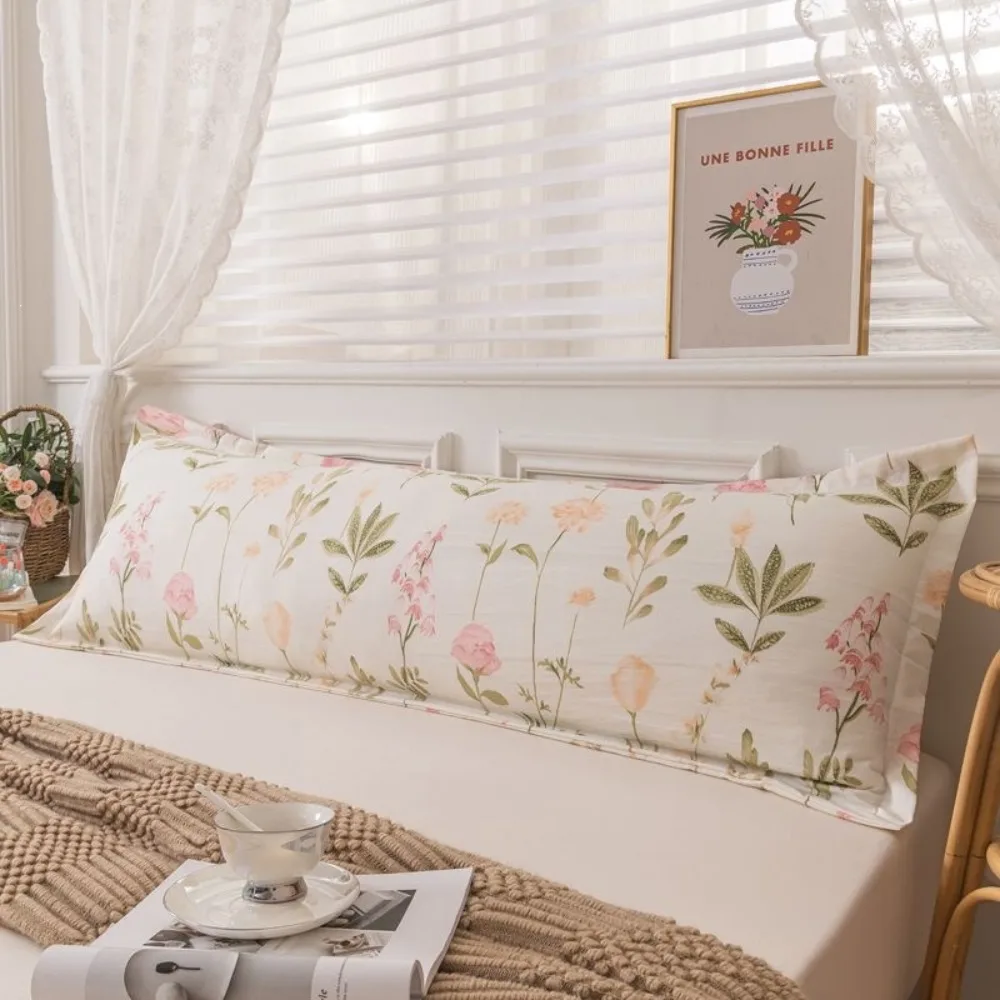 Floral Print Long Pillow Cover 120/150/180cm Rectangle Decorative Cushion Cover Breathable Hugging Pillowcase for Bedroom Decor