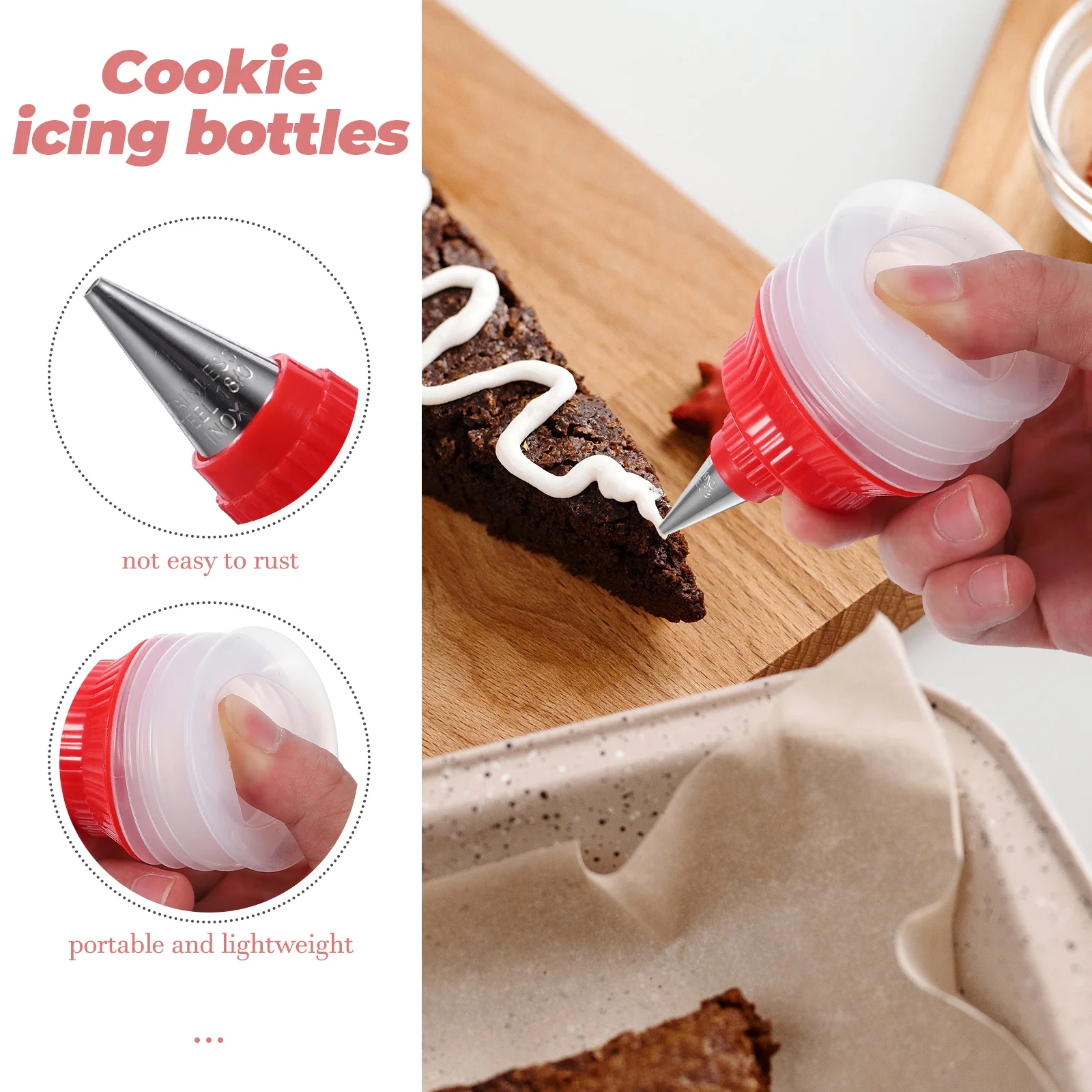 2 Pcs Precision Tip Applicator Bottle Decorating Tools Cookie Icing Decorate Cake Squeeze