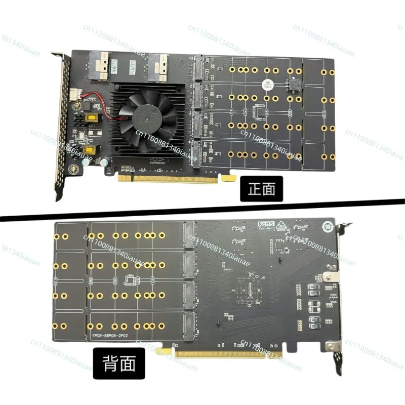 Fotografia 3: Placa Principal com Chip PEX de Divisão Livre, Placa de Expansão PCIe 4.0, M.2 NVMe SSD U.2