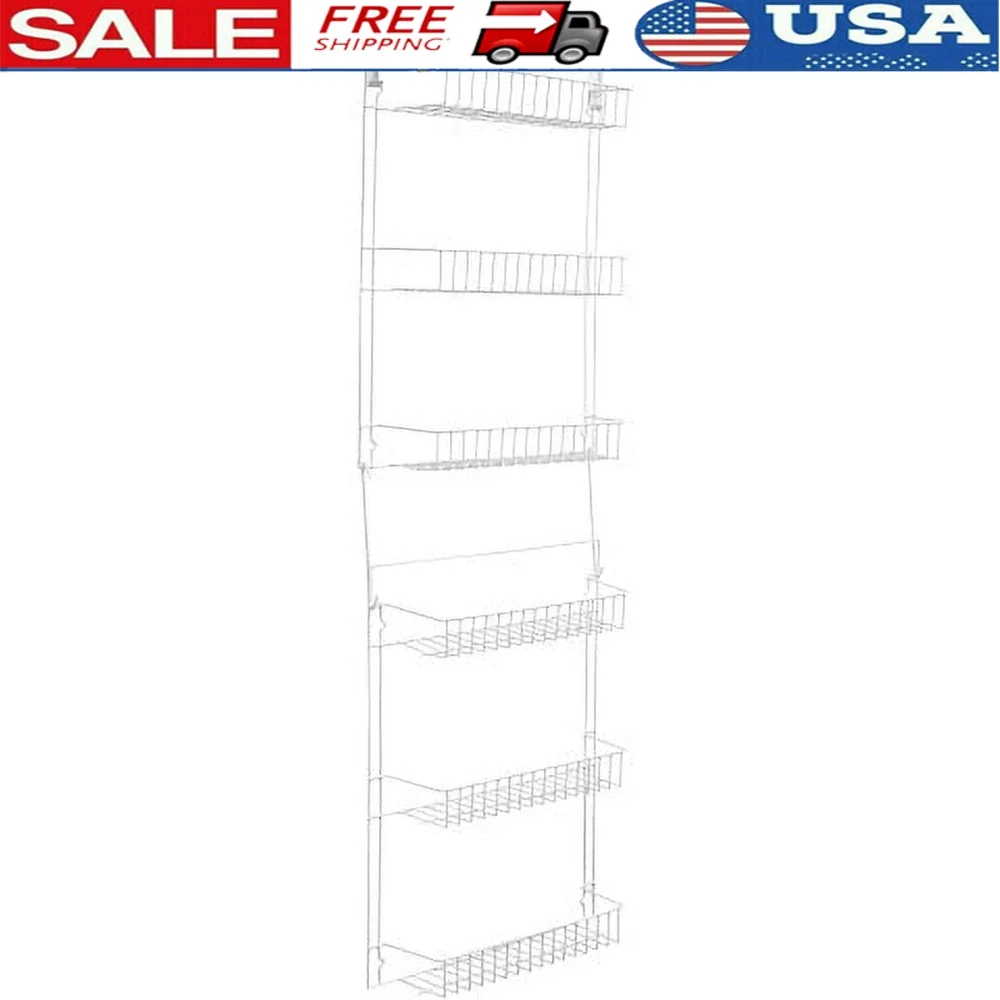 

Over The Door Organizer 2-Piece Set 6-Tier Adjustable Pantry Shelves Kitchen Storage Rack Easy Install Durable Steel