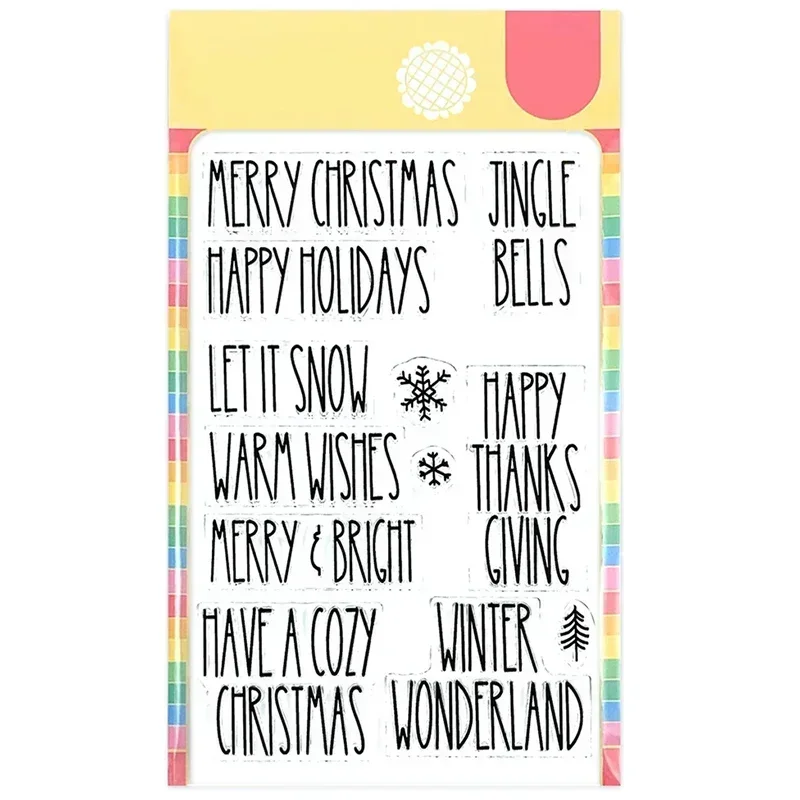 2021 New English Words Merry Christmas Happy Holidays Clear Stamps For DIY Craft Making Card Scrapbooking No Metal Cutting Dies