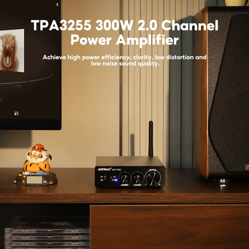 AIYIMA A07 プロ Bluetooth アンプ TPA3255 QCC304X ステレオ 2.0
