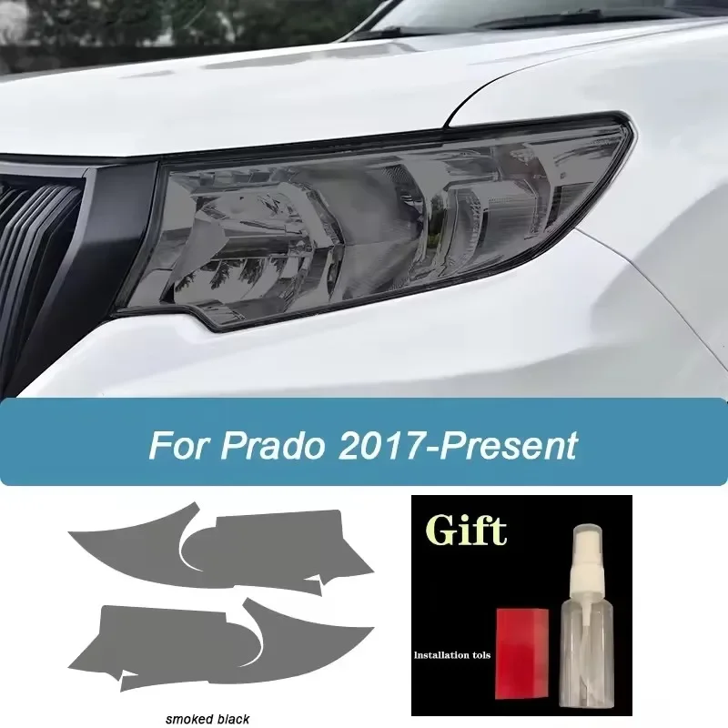 For Toyota Land Cruiser Prado 150 2017-On TPU Black Headlight Taillight Foglight Protective Film Tail Lamp Anti-scratch Stickers