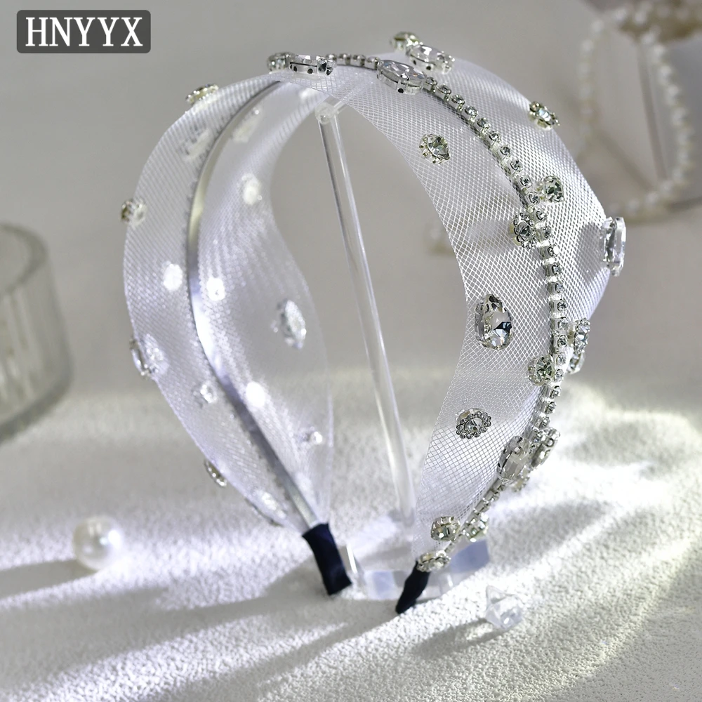 

HNYYX New Headpiece Fashion Headband Rhinestone Head Wear Wide Hair Accessories Wedding Hair Jewelry Tiara for Women A04