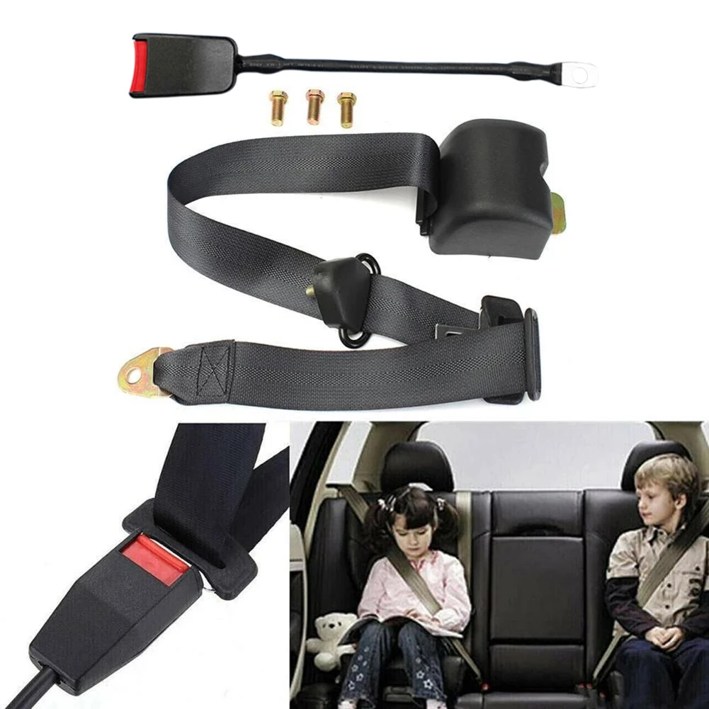 3 Point Retractable AUTO Car Auto-locking Seat Lap Black Universal Adjustable Belt Auto Car Truck Bus Van Safety Accessories