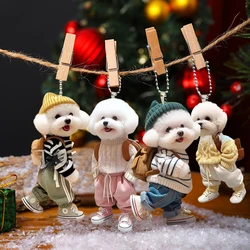 Creative Puppy Man Backpack Rearview Mirrors Pendant Car Hanging Ornaments Home Decoration Accessories Gifts For Women Men