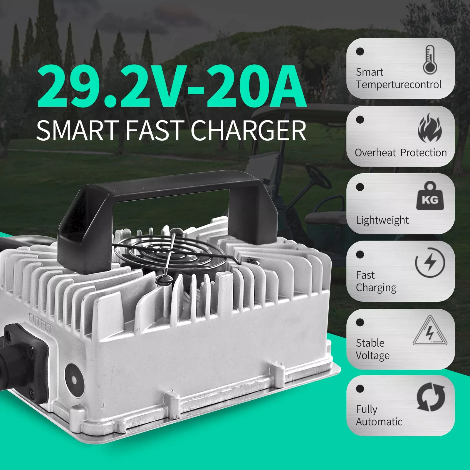 

Forklift Battery Charger (29.4V) 24V 20A Smart Golf Cart Lithium Charger with SB50 Plug