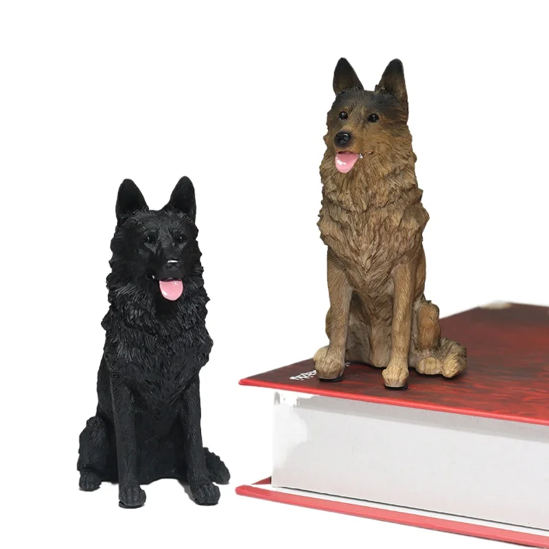 German Shepherd Dog Simulation Model German Shepherd Wolf Dog Black Back Car Ornament Resin Art