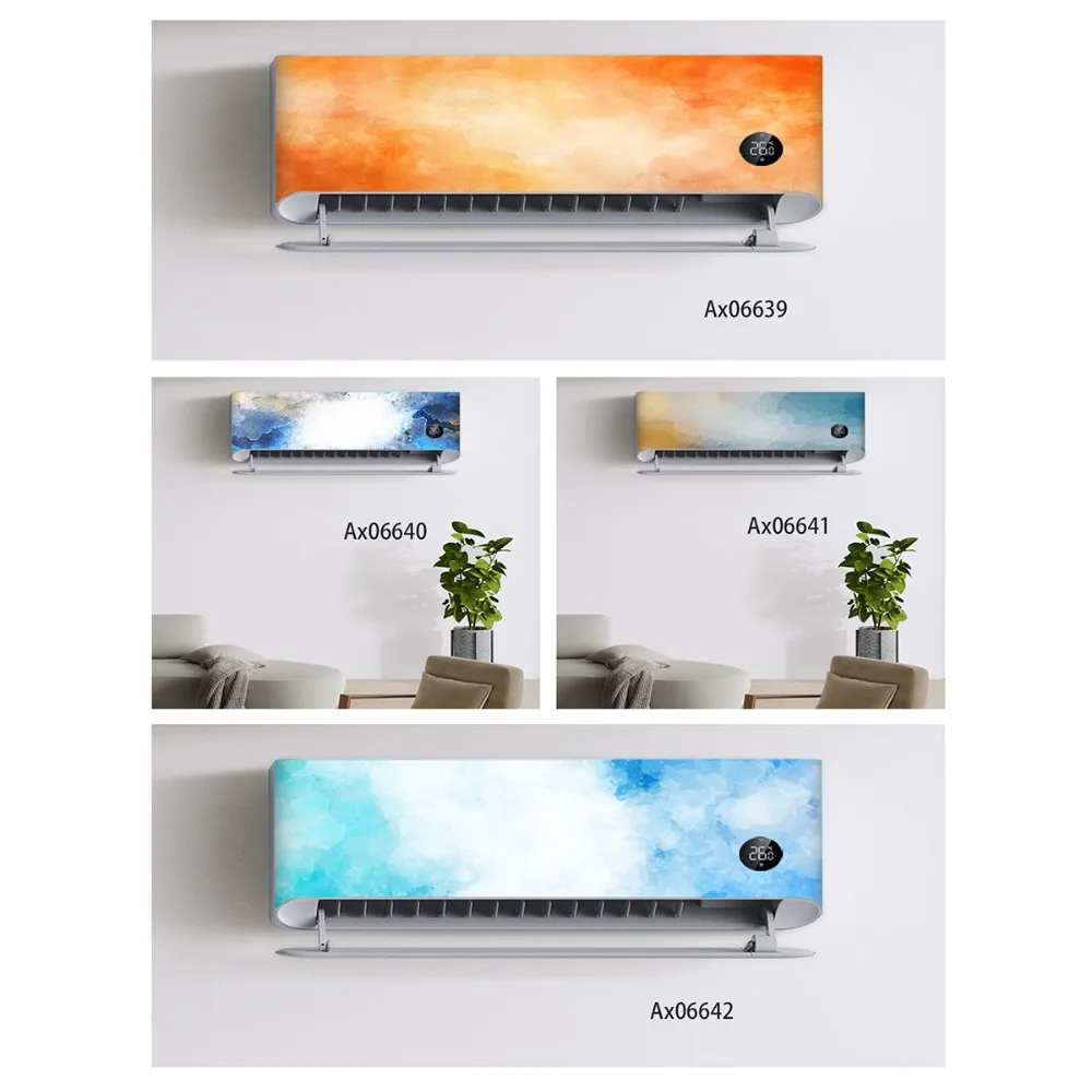 Macaron Pastel Gradient Pure Watercolor Self Adhesive Air Conditioner Sticker for Wall Decals Home Ornamental Decoration