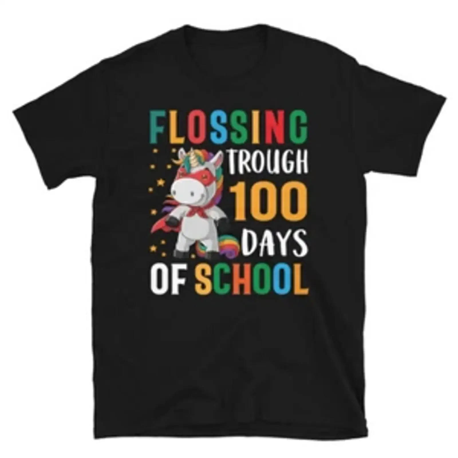 Flossing Through School Unicorn Pretty Cute Fantasy T Shirt vintage Washed designer clothes fashion Comfortable Stretched