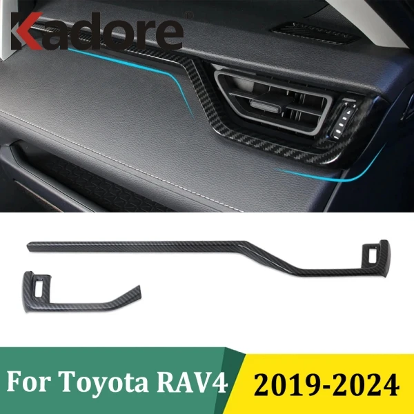 

Для Toyota RAV4 RAV 4 2019-2024 из углеродного волокна, передняя боковая крышка вентиляционного отверстия для кондиционера, накладка на автомобильные наклейки, аксессуары (LHD)