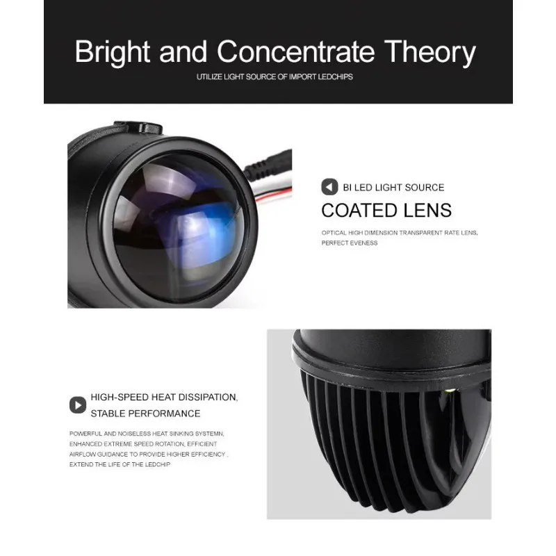 2.0-Inch factory direct-mounted LED headlight Super bright 5000 lumens general-purpose motorcycle spotlight, with strong night