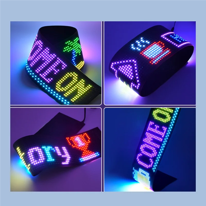 N75R-USB 5V LED Pixel Panel, 16X96 RGB Display, Flexible 7X17cm Module For Text And Animation Via Bluetooth APP