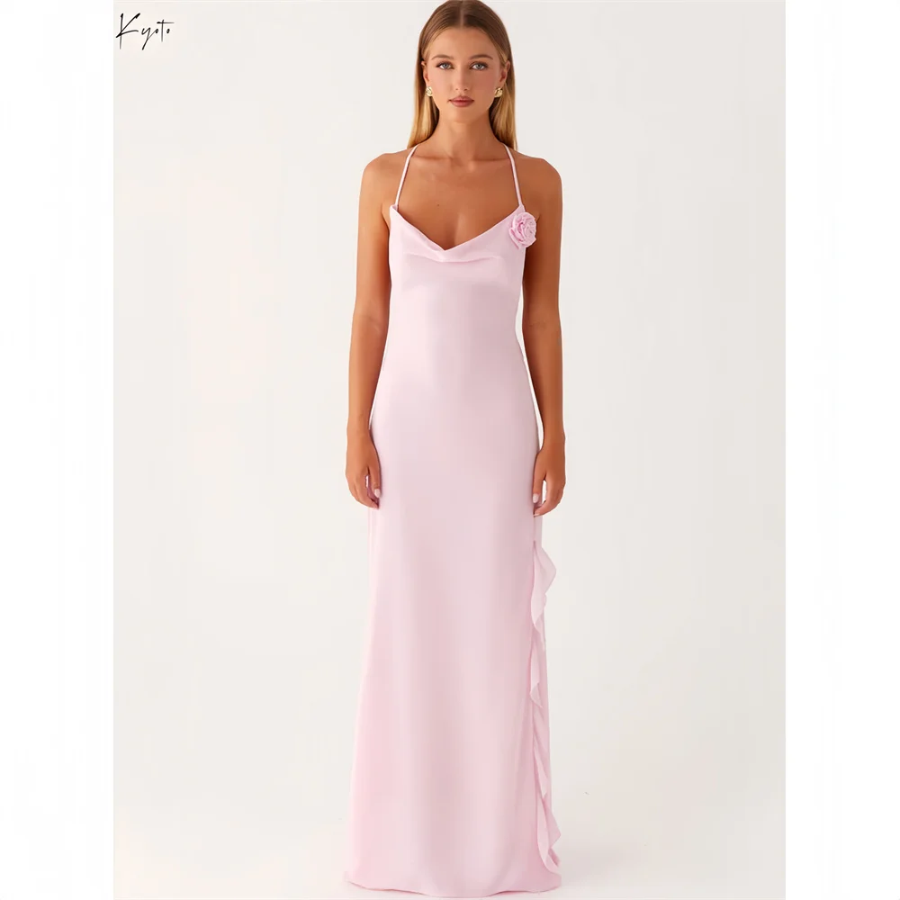 

Kyoto Customized Pink Cut-Out Sleeveless Bridesmaid Dresses Floor-Length robe mariage invité Backless Wedding Guest Dresses 2025