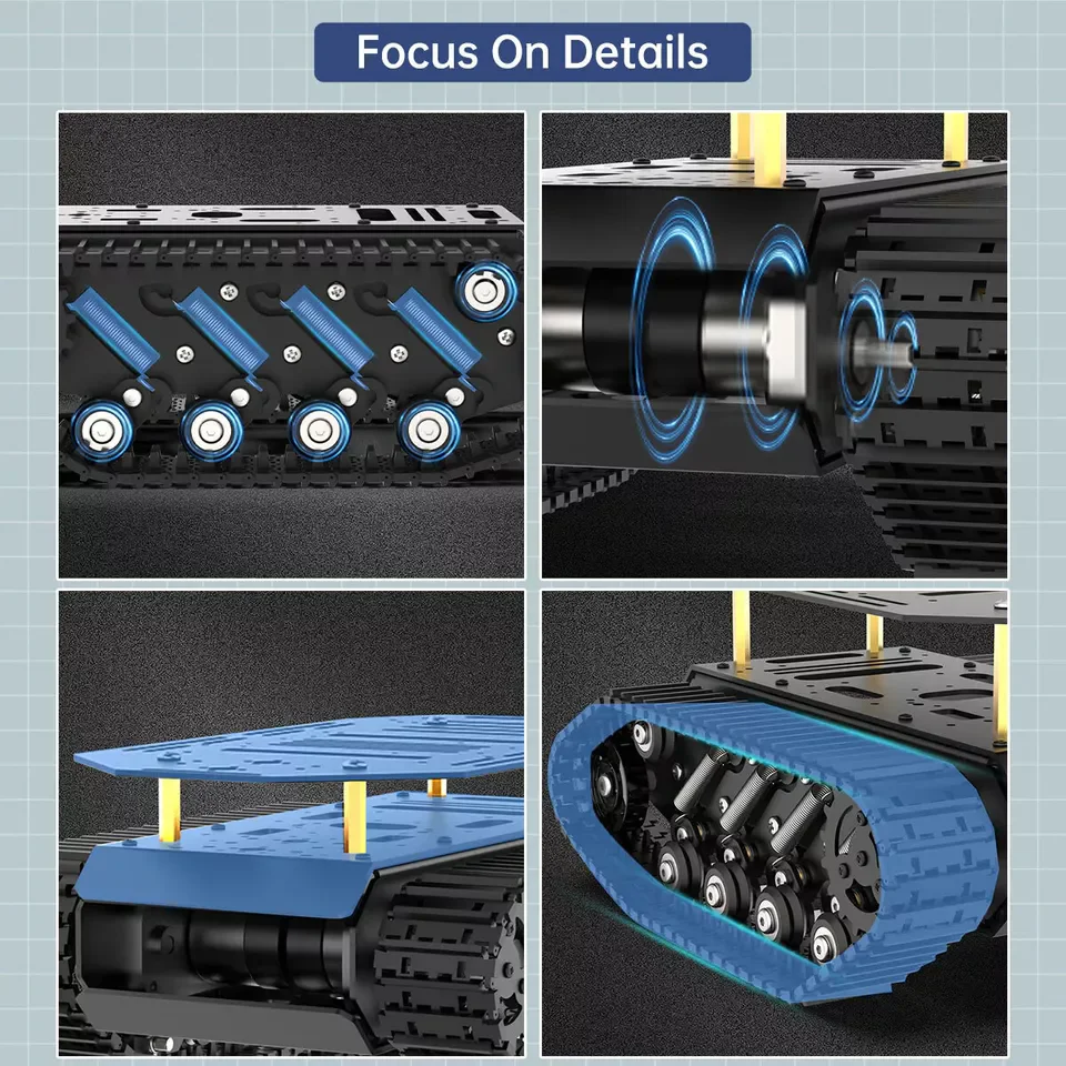 エンジンサスペンション付き高衝撃吸収タンクシャーシ,全金属タンクロボットキット,インテリジェントカーエンジンコイル,10kg