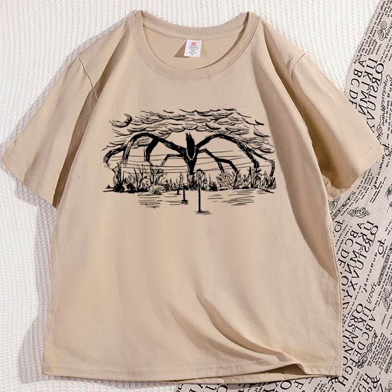 Mind Flayer T-shirt Men Women Cotton Retro Horror TV Show T Shirt Casual Round Neck Short Sleeve Tshirt Loose Streetwear Tops