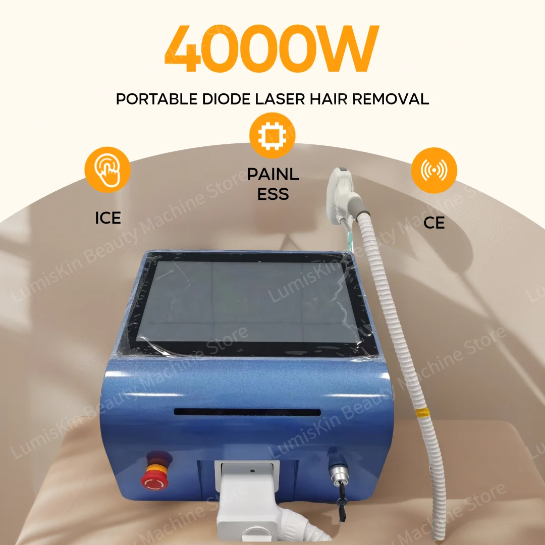 

Диодный лазер 4000 Вт, титановый профессиональный аппарат для удаления волос, 4 длины волны, 755, 808, 940, 1064 нм, портативный аппарат для постоянного боли