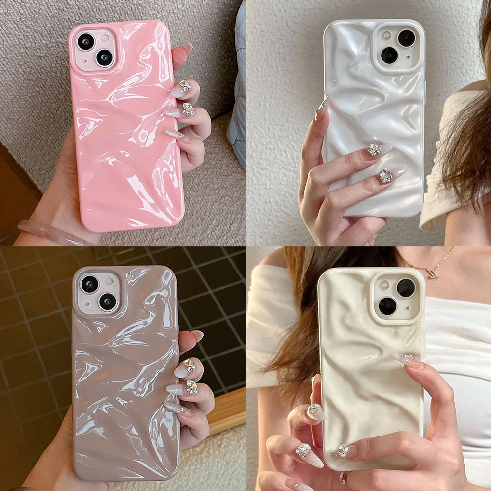 Задний чехол для телефона с 3D рисунком ряби воды для iPhone 16 15 Pro Max 14 Plus 13 12 Pro Max 11, складной защитный чехол-бампер