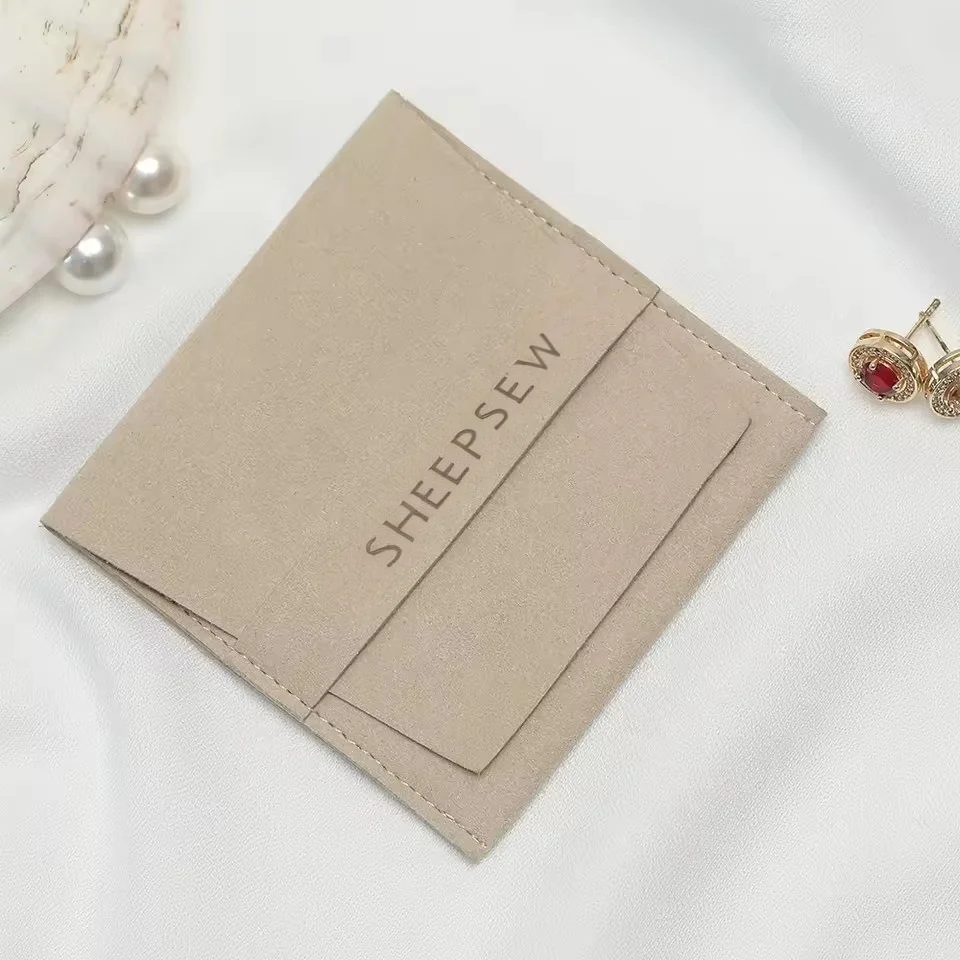 

50pcs Fine fiber bag for small earrings, bright color, for engagement, delicate gold sheepsew logo printed jewelry pouch.