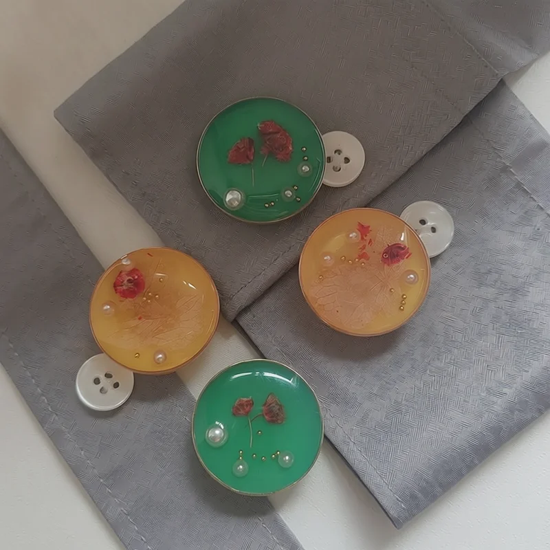 2 Pièces – Cache-boutons en perles de haute qualité, motif floral, pour vêtements DIY, boutons décoratifs mignons pour chemises et manches