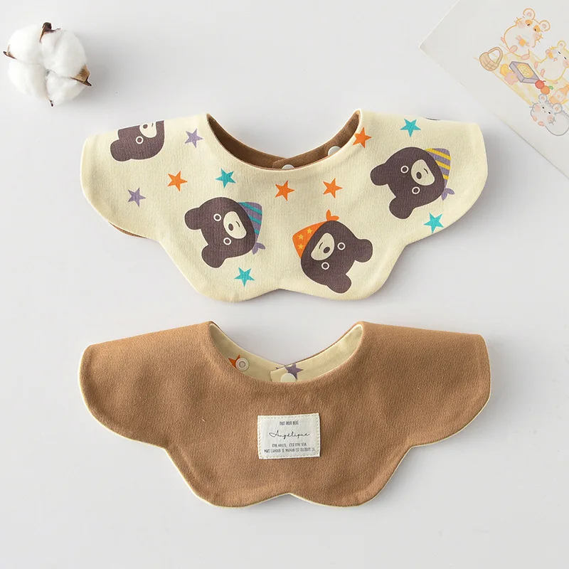 1 pçs novo algodão bonito babador de alimentação do bebê crianças dois lados utilizável saliva toalha macio pano de arroto para recém-nascidos da criança crianças babadores