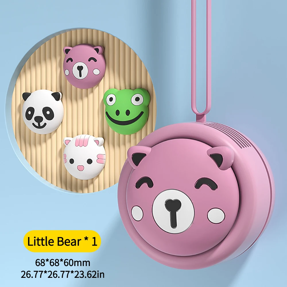 New Summer Hanging Neck Fan Portable Handheld 500mah USB Charging Fun Cute Animals Shaped Mini Silent 3-Speed Fan Students Gifts