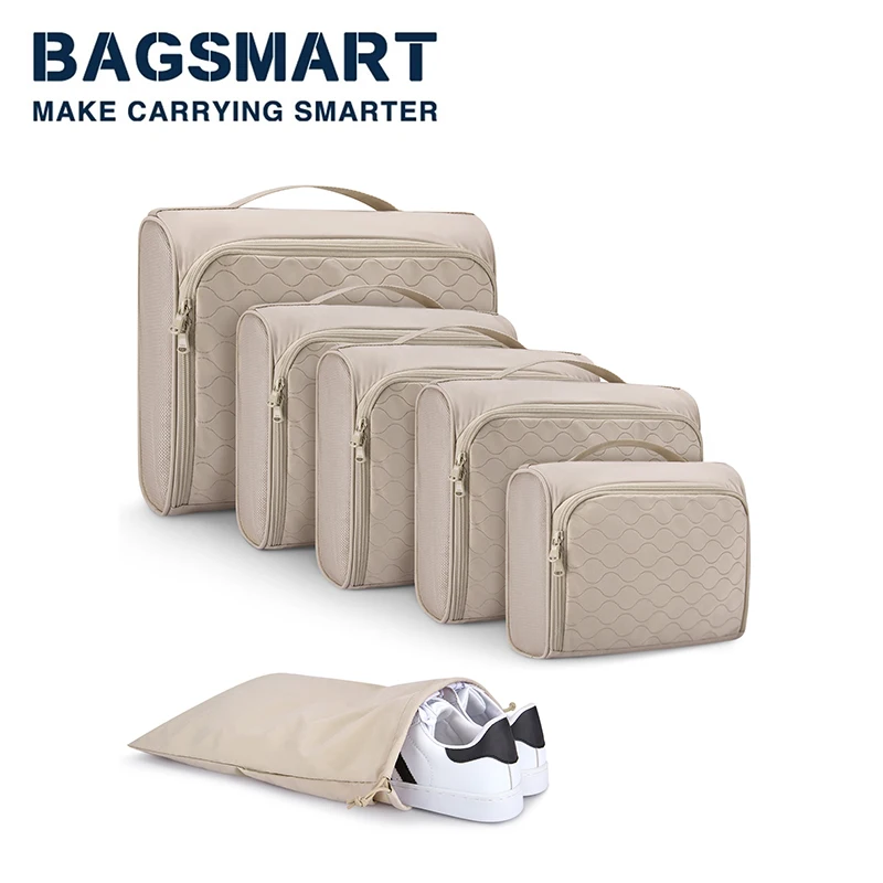 BAGSMART-cubos de embalaje de viaje ligeros para mujer, organizador de maleta colgante, juego de bolsas de embalaje, organizadores de equipaje plegables, 6 uds.