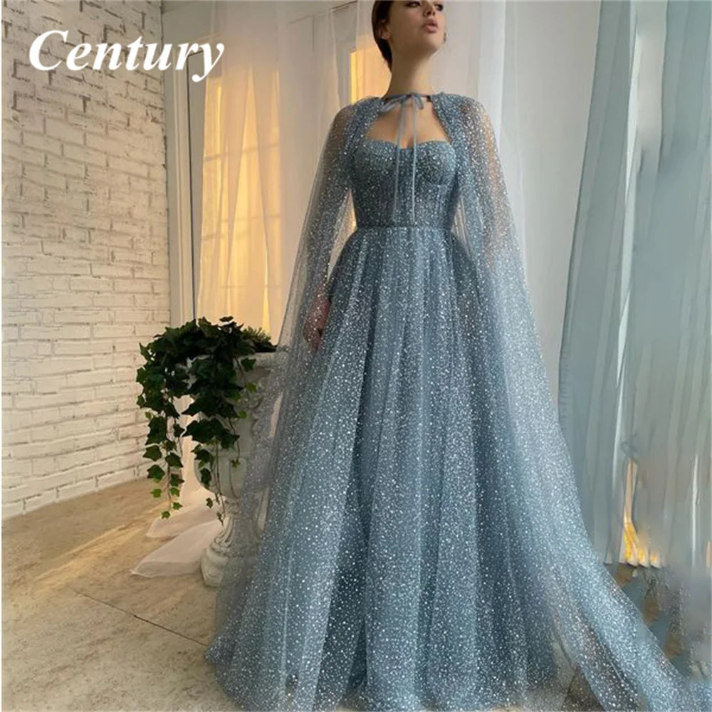 Century-Robe de Soirée Trapèze à Paillettes, Tenue de Bal avec Châle