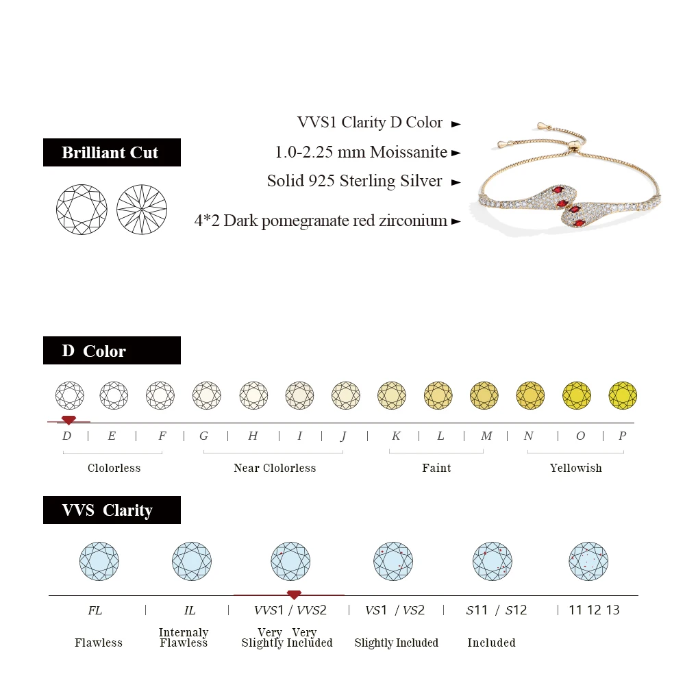 ATTAGEMS Original Double Snake Head Moissanite Bracelets for Women Men D VVS1 Diamonds S925 Silver Birthday Wedding Gifts 16+8cm