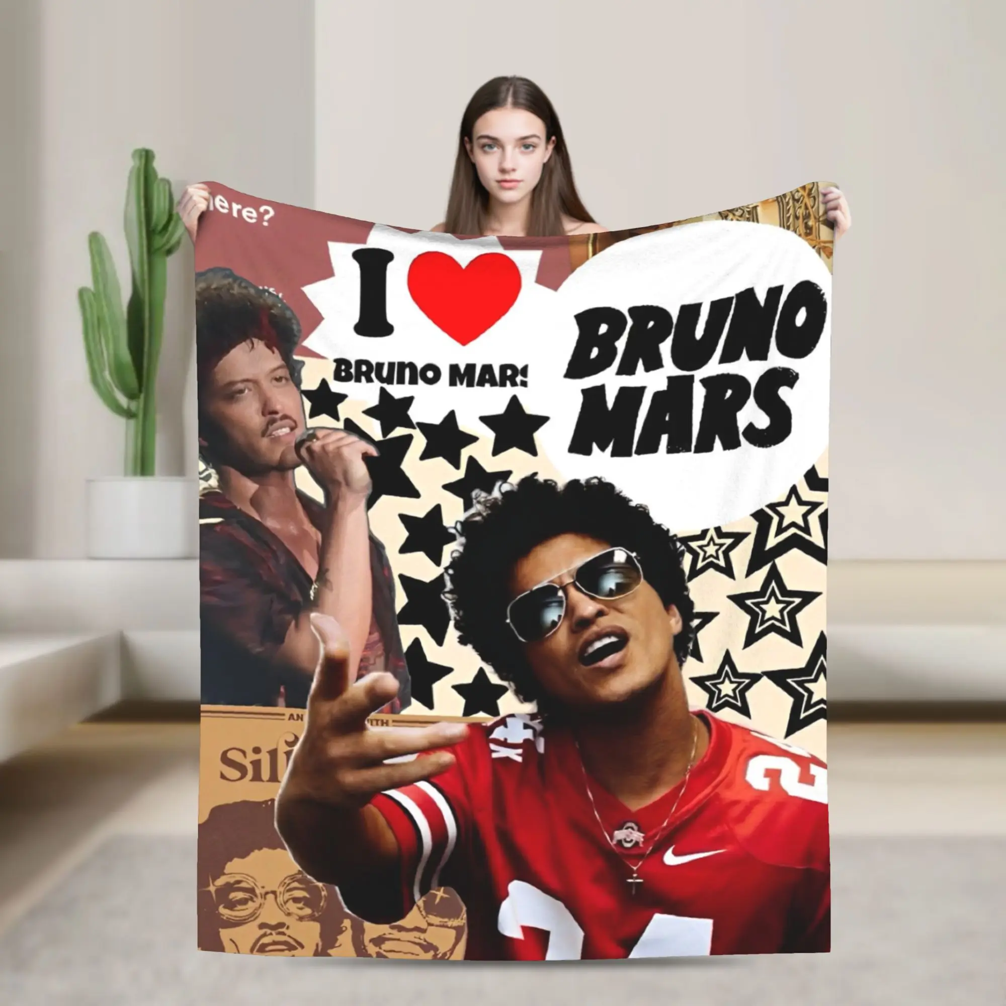 

I Love Bruno Mars Wool Blankets Funny Throw Blanket for Home Hotel Sofa 200x150cm Bedspread,