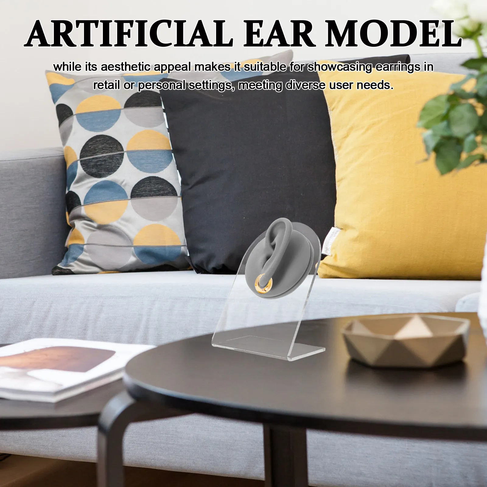 Artificial Ear Earring Display Silicone Right Ear Flexible Soft Piercing Practice Jewelry Display Storage for Home Store Use