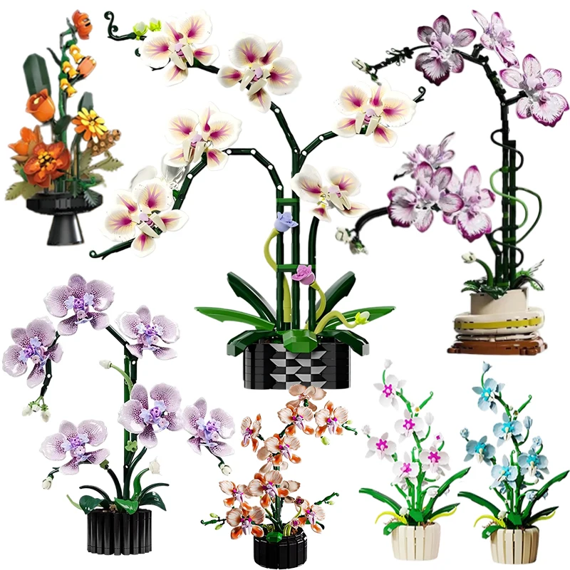 

Orchid Potted Plants Simulation Model Building Blocks for Kids, Puzzle Toy, Educational Birthday Gift, Home Decor, 619PCs