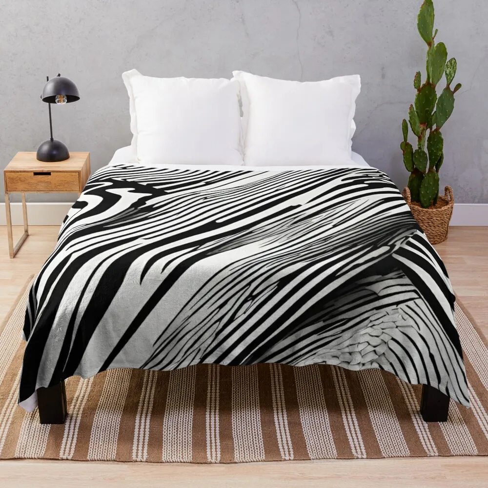 

Black and White Abstract Throw Blanket Designers Bed Fashionable Blankets