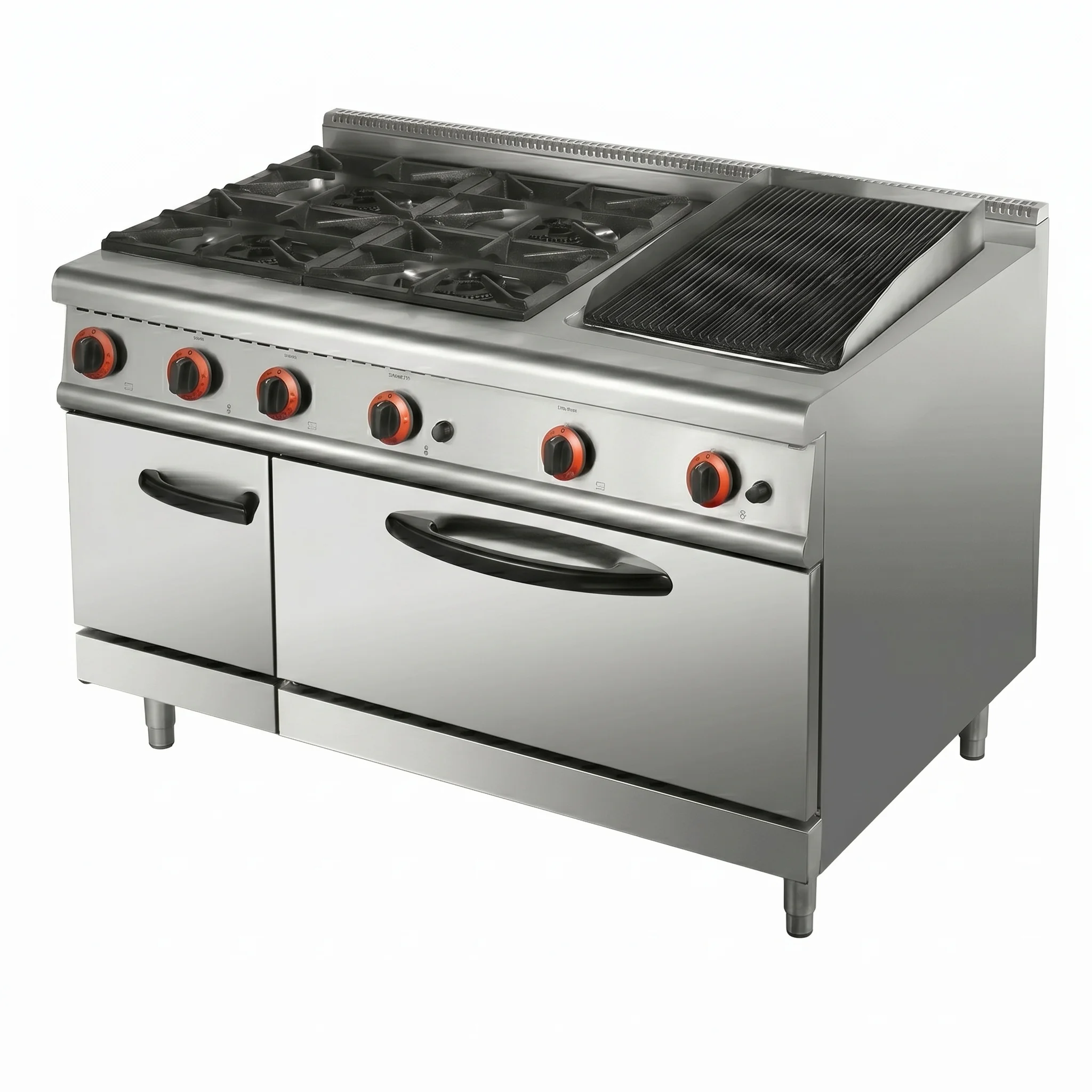 Hotel Restaurant Commercial 6 Burner Gas Range With Oven Heavy Duty Gas Stove For Catering And Food Service