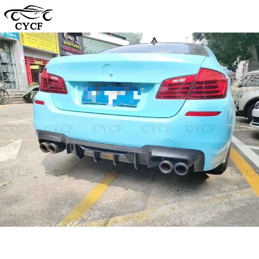 For BMW 5 Series M5 F10 F18 2010-2016 Sport Carbon Fiber Rear Lip Diffuser Competitive Style Back Bumper Spoiler Upgrade body ki