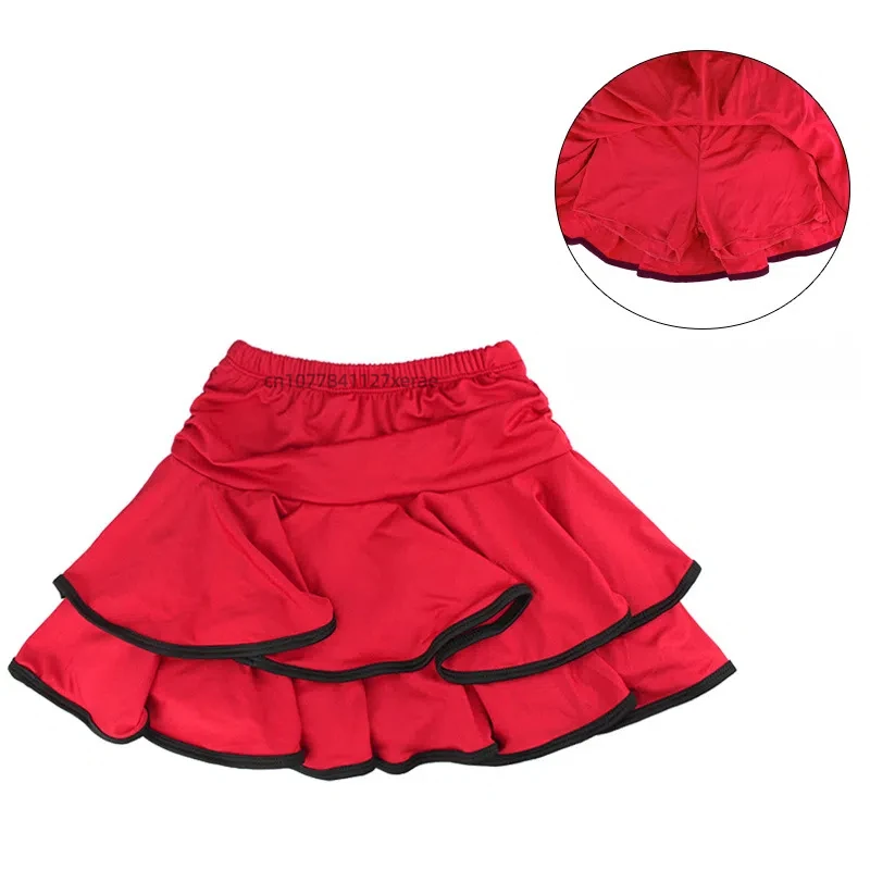 Children's Latin Dance Costume Leopard Print Milk Silk Half Body Latin Skirt Double-layer Practice Latin Dance Dress for Girls