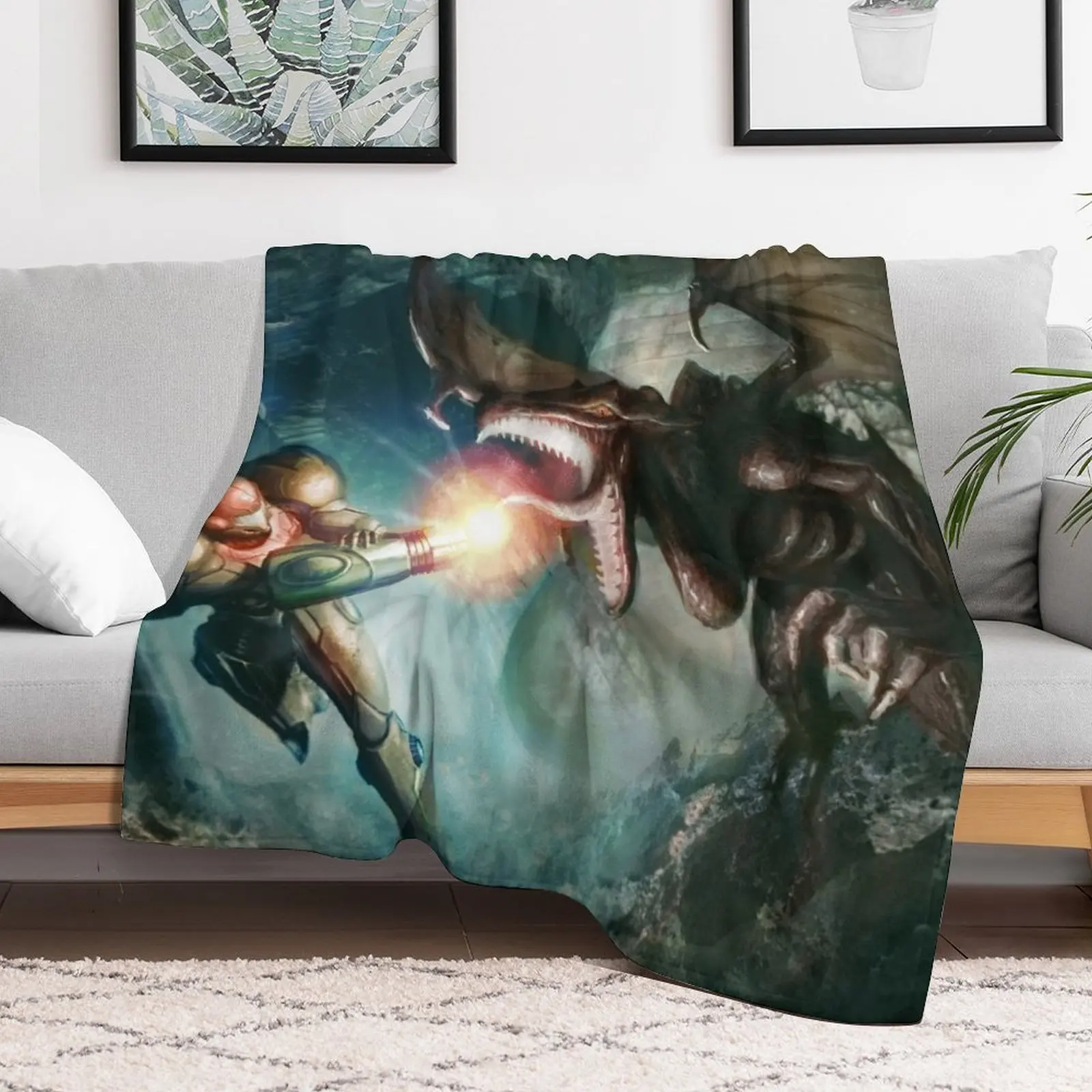 Samus Aran VS. Ridley - The Final Encounter Throw Blanket Thermal christmas gifts Blankets